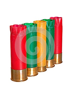 Shotgun cartridges isolated over white