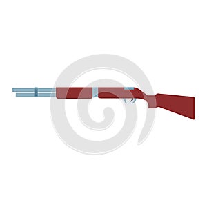 Shotgun illustration rifel vector icon. Hunting gun weapon barrel target. Munition brown simple caliber duck