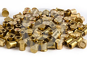 Shotgun primers on white background