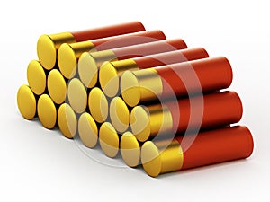 Shotgun shells isolated on white background. 3D illustration