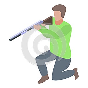 Shotgun shooter icon, isometric style