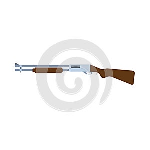 Shotgun side view military war design sign. Army equipment violence shoot gun. Police vector icon rifle isolated