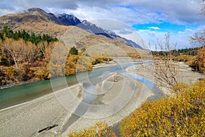 The Shotover River near Queenstown, New Zealand, in autumn