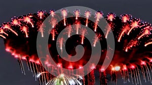 Shots and explosions of colorful fireworks in the night sky. A short video of colorful New Year's fireworks