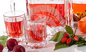 Shots with raspberry liqueur photo