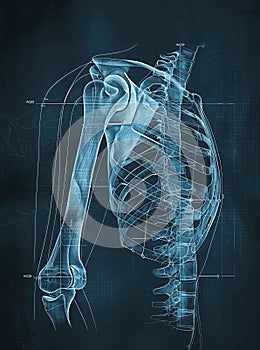 Shoulder joints. Shoulder anatomy. Frozen shoulder. Impingement. Medically illustration photo