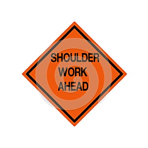 Shoulder Work Ahead Traffic Road Sign ,Vector Illustration, Isolate On White Background Icon