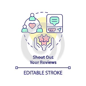 Shout out your reviews concept icon