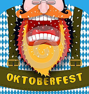 Shout Poster for Oktoberfest. Angry and aggressive man shouts. R