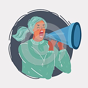 Shout woman with megaphone vector.