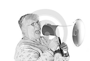 Shouting b&w Granny