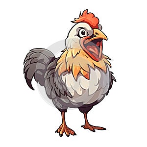 Shouting Chicken Sticker On Isolated Tansparent Background, Png, Logo. Generative AI