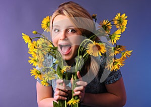 Shouting girl portrait