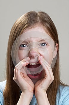 Shouting girl portrait