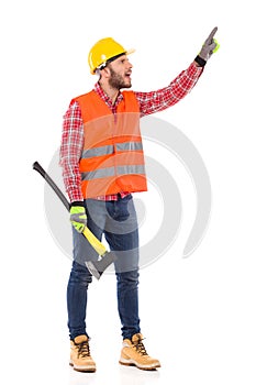 Shouting Lumberjack Is Pointing And Directing