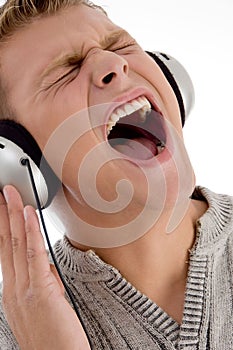 Shouting man with headphone