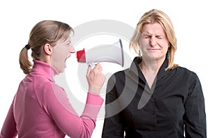 Shouting with a megaphone