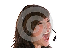 Shouting woman with headset