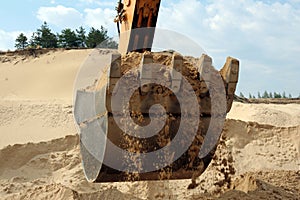 Shovel bucket full of sand