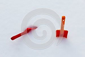 Shovel, covered snow