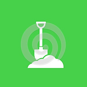 Shovel in dirt, vector icon