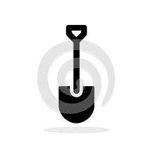 Shovel icon. Shovel symbol. Black icon of shovel isolated on white