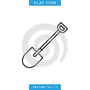Shovel Icon Vector Design Template. Editable Stroke.
