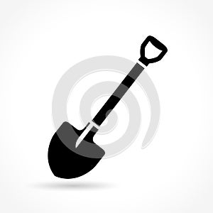 Shovel icon on white background photo