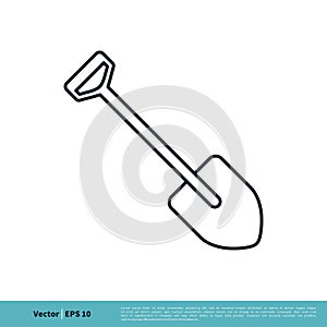 Shovel Line Art Icon Vector Logo Template Illustration Design. Vector EPS 10
