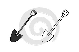 Shovel Line Icon Set. Gardening Vector Illustration. Construction Equipment