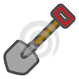 Shovel linear icon with colored fill.Vector illustration.