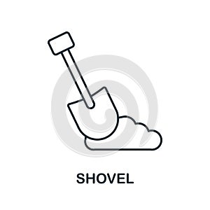 Shovel line icon. Monochrome simple Shovel outline icon for templates, web design and infographics