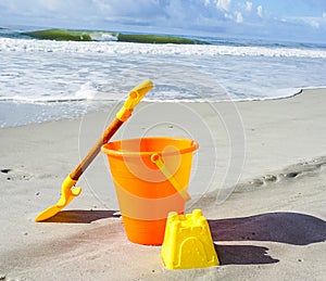 A Shovel and Pail on the Beach