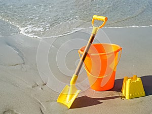 A Shovel and Pail on the Beach