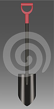 Shovel with red Handle on gradient Vector illustration