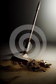 A Shovel Sitting On Top Of A Pile Of Dirt. Generative AI