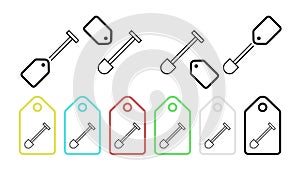 Shovel vector icon in tag set illustration for ui and ux, website or mobile application