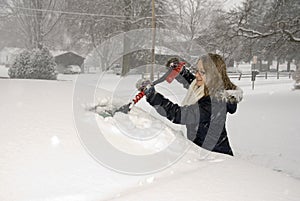 Shoveling Snow Scraping Car Windshield