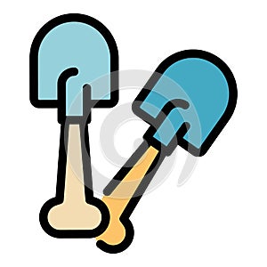 Shovels icon color outline vector