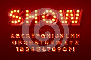 Show alphabet design, marquee, LED lamps letters and numbers.