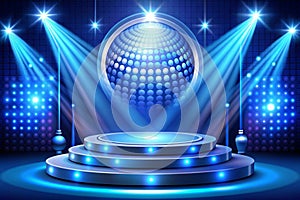 Show light podium blue background