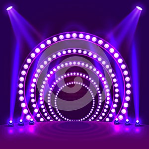 Show light podium purple background.