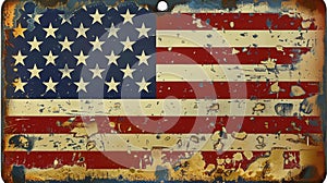 Show off your patriotism with this American flagthemed license plate featuring red and white stripes and a blue starry