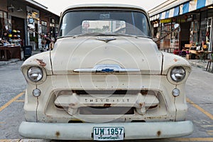 Show old chevrolet truck at Night market, Srinakarin road, Thailand