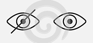 Show password icon, eye symbol. Vector vision hide from watch icon. Secret view web design element