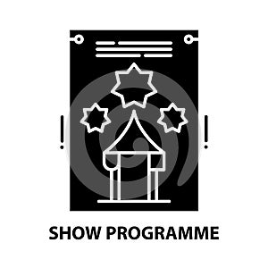 show programme icon, black vector sign with editable strokes, concept illustration