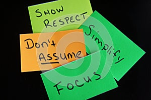 Show Respect, Don`t Assume, Simplify and Focus