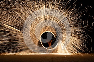 Show spinning fire on beach of Koh Samet, Thailand