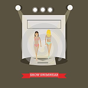 Show swimwear concept vector illustration in flat style