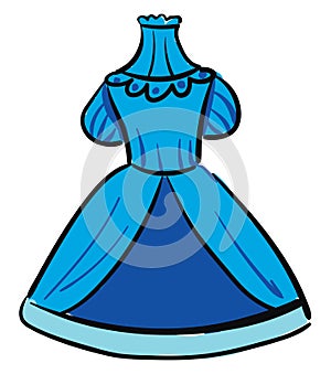 A showcase blue-colored frock for girl children vector or color illustration